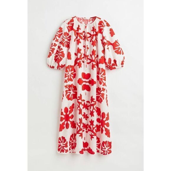 H&M Linen Blend Dress Print New - Picture 5 of 9